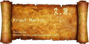 Kropf Martin névjegykártya